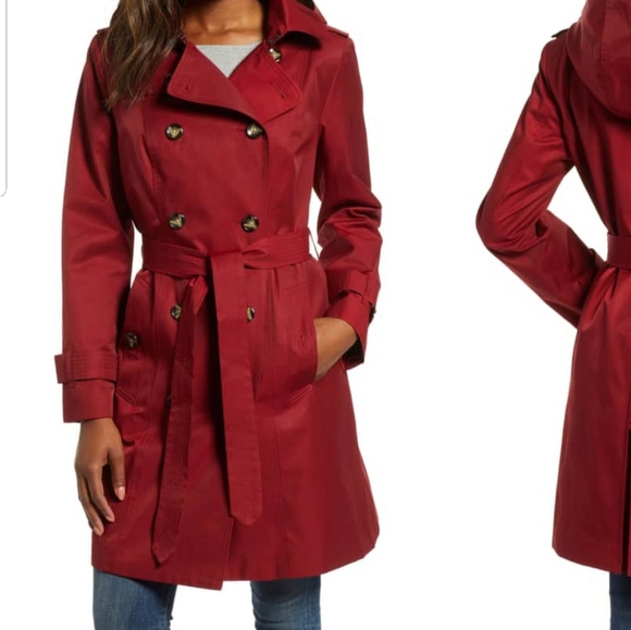 london fog red raincoat